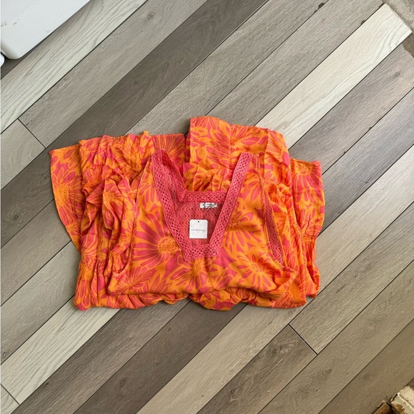 Free People Imtimately Tiers For You Boho Floral Maxi Orange. Size: M. NWT - Picture 2 of 13